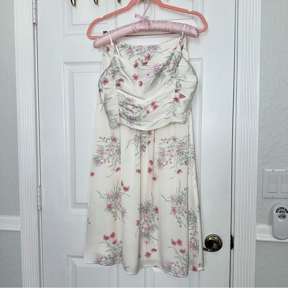 Joie Satin Floral 2-Piece Skirt and Crop Top Set